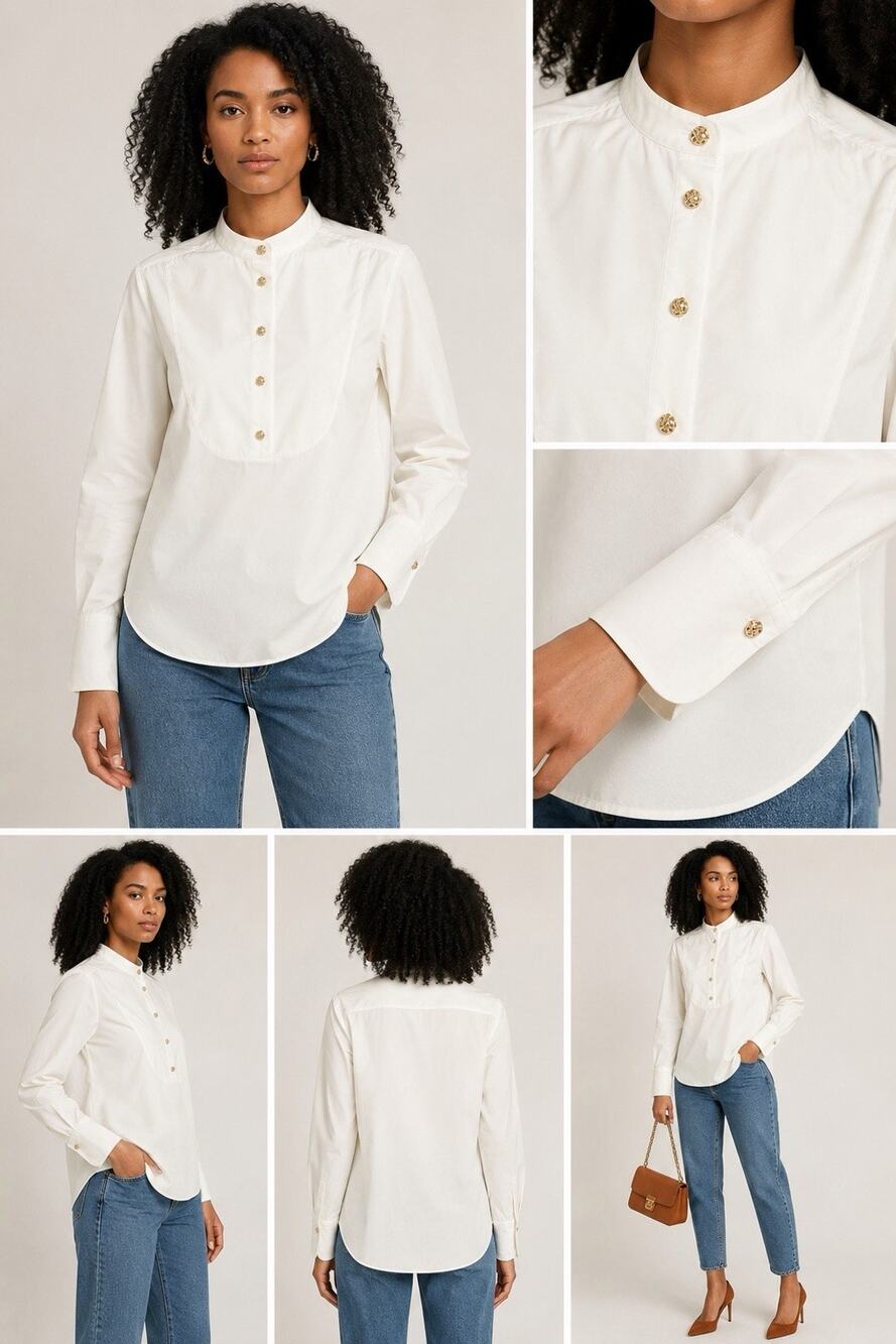 Chloé White Knotted-Buttons Poplin Shirt DOWN SHIRT SIZE 36